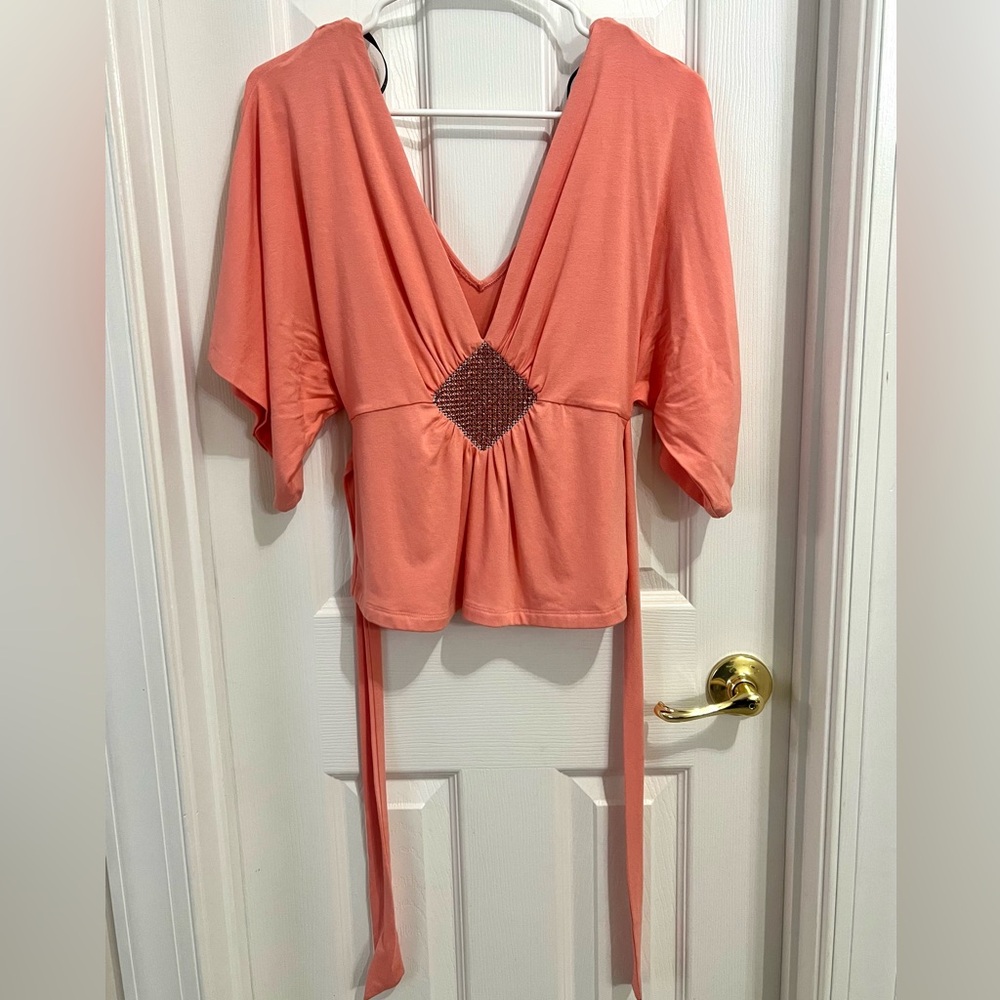 BEBE vintage flutter sleeve top